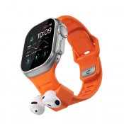 KeyBudz Sync+ Series Watch Strap and AirPod Dock for 44-49mm Apple Watch - Electric Orange