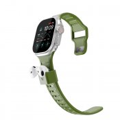 KeyBudz Sync+ Series -rannekkeen ja AirPod-telakan yhdistelmä 44–49 mm:n Apple Watch -kellolle - Metsänvihreä