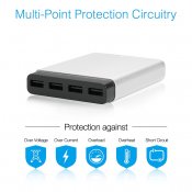 Just Mobile AluCharge Ultra Thin 4-Port USB Charger for Simultaneous Charging - Sleek Aluminum, Compact Design, Travel Ready