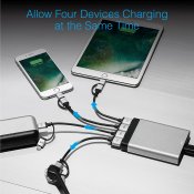 Just Mobile AluCharge Ultra Thin 4-Port USB Charger for Simultaneous Charging - Sleek Aluminum, Compact Design, Travel Ready
