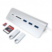 Satechi USB-C Aluminum USB-hub & Minneskortläsare - Silver