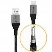 ALOGIC Ultra USB-A till USB-C kabel 3A/480Mbps 1,5 m - Rymdgrå