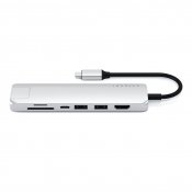 Satechi Slim USB-C MultiPort w. Ethernet - HDMI, USB 3.0 Ports and card reader - Silver
