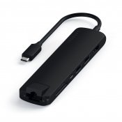 Satechi Slim USB-C MultiPort w. Ethernet - HDMI, USB 3.0 Ports and card reader - Black