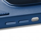 Mujjo Full Leather Wallet Case for iPhone 15 Plus - Monaco Blue