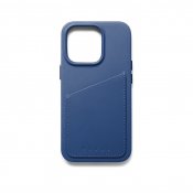 Mujjo Full Leather Wallet Case för iPhone 14 Pro - Monacoblå