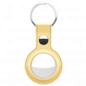 Keybudz Leather Keychain for AirTag 2-pack - Elegant and secure for tracking belongings - Pastel yellow