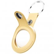 Keybudz Leather Keychain for AirTag 2-pack - Elegant and secure for tracking belongings - Pastel yellow