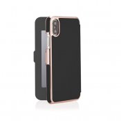 Pipetto Slim Wallet Mirror for iPhone XR - Black/Rose Gold