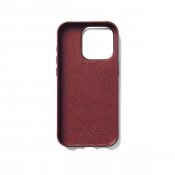 Mujjo iPhone 15 Pro plånboksfodral i läder - vinrött