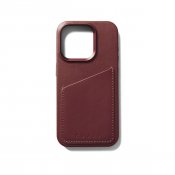 Mujjo iPhone 15 Pro plånboksfodral i läder - vinrött