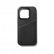 Mujjo iPhone 15 Pro plånboksfodral i läder - Svart