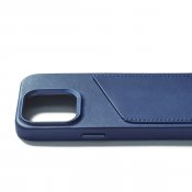 Mujjo iPhone 15 Pro plånboksfodral i läder - Monaco Blue