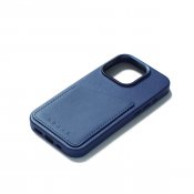 Mujjo iPhone 15 Pro plånboksfodral i läder - Monaco Blue