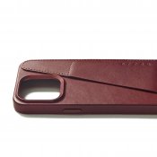 Mujjo iPhone 15 Pro Max plånboksfodral i läder - vinrött