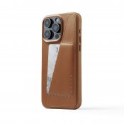 Mujjo iPhone 15 Pro Max plånboksfodral i läder - Brun