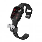 KeyBudz Sync+ Series-klockarmband och AirPod-docka för 38-42 mm Apple Watch - Kolsvart