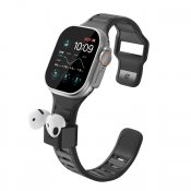 KeyBudz Sync+ Series Watch Strap and AirPod Dock for 44-49mm Apple Watch - Carbon Black
