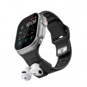 KeyBudz Sync+ Series Watch Strap and AirPod Dock for 44-49mm Apple Watch - Carbon Black