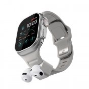 KeyBudz Sync+ Series-armband och AirPod-docka för 44–49 mm Apple-klocka - Stengrå