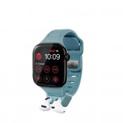 KeyBudz Sync+ Series Watch Strap and AirPod Dock for 38-42mm Apple Watch - Tidal Blue