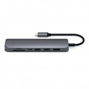 Satechi Slim USB-C MultiPort w. Ethernet - HDMI, USB 3.0 Ports and card reader - Space Grey