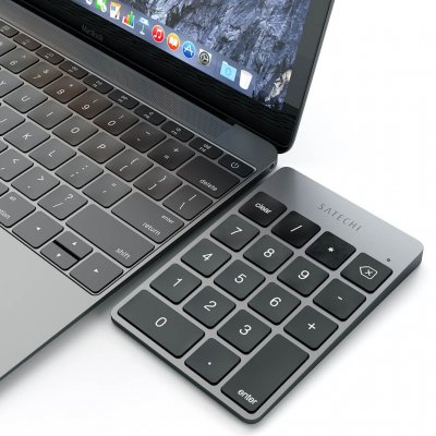 Satechi Slim Wireless Keypad - Rechargeable Aluminum Bluetooth Keypad - Space Grey