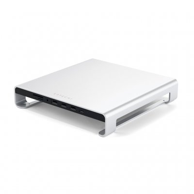 Satechi USB-C Aluminum Monitor Stand Hub för iMac med USB 3.0 portar, kortläsare samt 3.5mm hörlursuttag - Silver