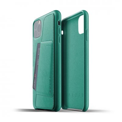 Mujjo Full Leather Wallet Case för iPhone 11 Pro Max - Alpingrön