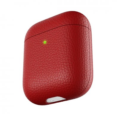 PodSkinz Artisan Series Leather Case- Handgjort Läderfodral för dina Airpods - Röd