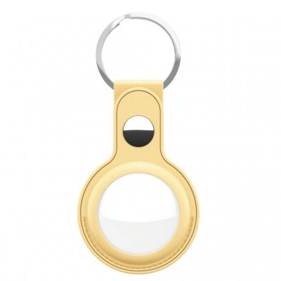 Keybudz Leather Keychain for AirTag 2-pack - Elegant and secure for tracking belongings - Pastel yellow