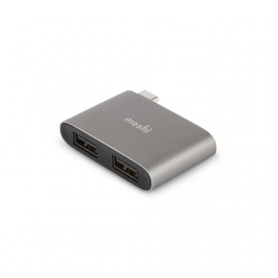 Moshi USB-C til dobbelt USB-A-adapter - Grå