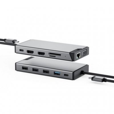 ALOGIC DV3 Universal Triple Display USB-C Hubb - Rymdgrå