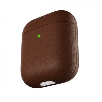 PodSkinz Artisan Series Leather Case- Handgjort Läderfodral för dina Airpods - Naturligt brun