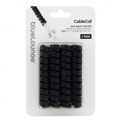 Bluelounge CableCoil 4-pack - Svart - Ordnar dina kablar prydligt och håller dem samlade.
