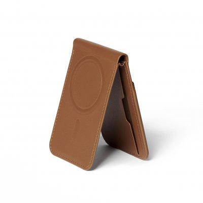 Mujjo Magsafe Leather Wallet Stand - Tan