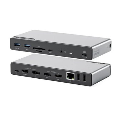ALOGIC USB-C 16-in-1-nelinäytön telakointiasema DV4 (16-in-1) - Avaruuden harmaa