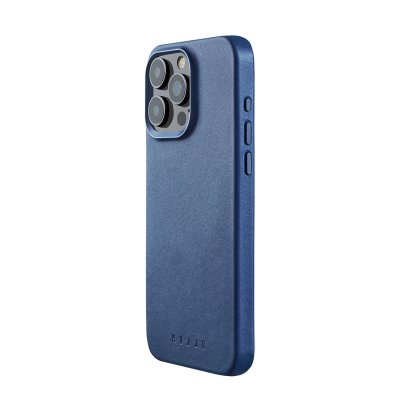 Mujjo iPhone 15 Pro Max läderfodral - Monaco Blue