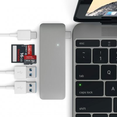 Satechi USB-C Pass Through USB Hub – 3-i-1 hub, tillåter laddning!
