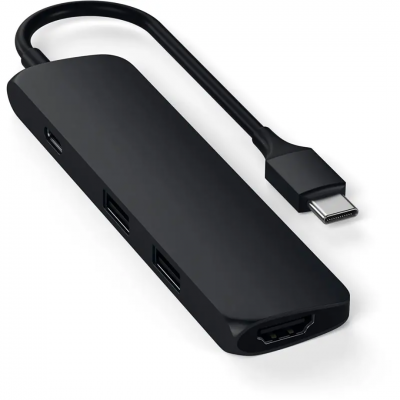 Satechi Slim USB-C MultiPort Adapter med 4K HDMI videoutgång och 2 USB 3.0 portar - Svart