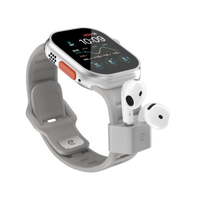 KeyBudz Sync+ Series-armband och AirPod-docka för 44–49 mm Apple-klocka - Stengrå